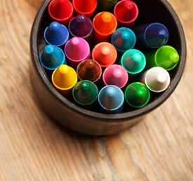 crayons in a cup
